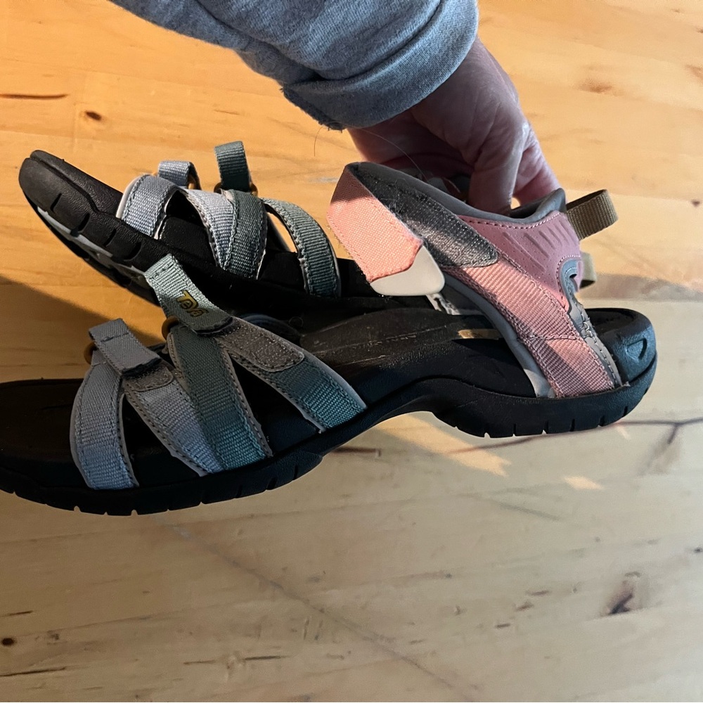 Teva Women's Multi-Color Strappy Sport Sandals (Pink, Light Blue, Teal) - Picture 2 of 2